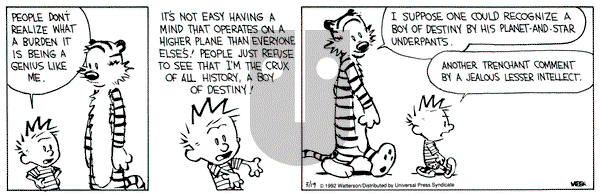 Calvin and Hobbes on Thursday March 19, 1992 Comic Strip