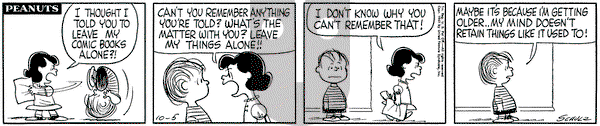 Peanuts on Thursday October 5, 1961 Comic Strip