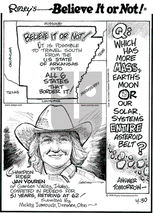 Ripley's Believe It or Not on Wednesday April 30, 2008 Comic Strip