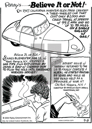 Ripley's Believe It or Not on Friday September 8, 2000 Comic Strip