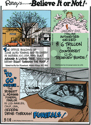 Ripley's Believe It or Not on Wednesday May 16, 2012 Comic Strip