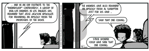The Boondocks on Monday November 4, 2002 Comic Strip