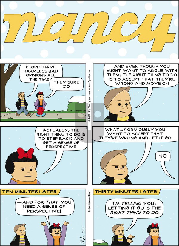 Nancy on Sunday February 7, 2021 Comic Strip