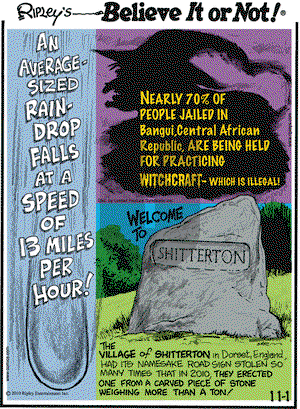 Ripley's Believe It or Not on Monday November 1, 2010 Comic Strip