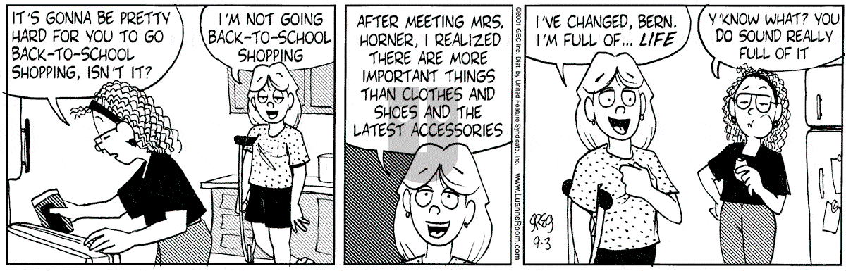 Luann - Monday September 3, 2001 Comic Strip