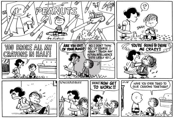 Peanuts on Sunday December 28, 1958 Comic Strip