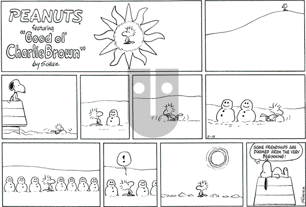 Peanuts - Sunday February 13, 1972 Comic Strip
