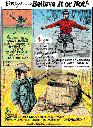 Ripley's Believe It or Not on Saturday November 2, 2013 Comic Strip