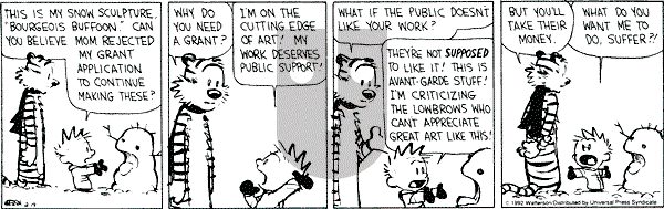Calvin and Hobbes - Wednesday February 19, 1992 Comic Strip