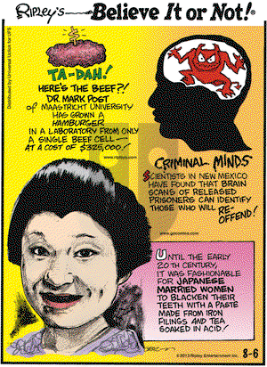 Ripley's Believe It or Not on Tuesday August 6, 2013 Comic Strip