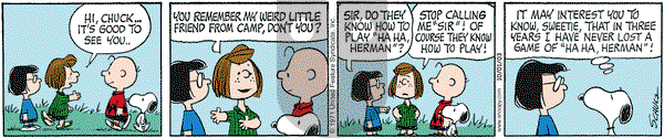 Peanuts on Wednesday October 1, 2003 Comic Strip