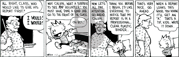 Calvin and Hobbes - Thursday November 2, 1989 Comic Strip