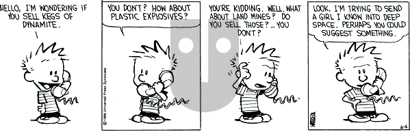 Calvin and Hobbes - Saturday June 4, 1988 Comic Strip