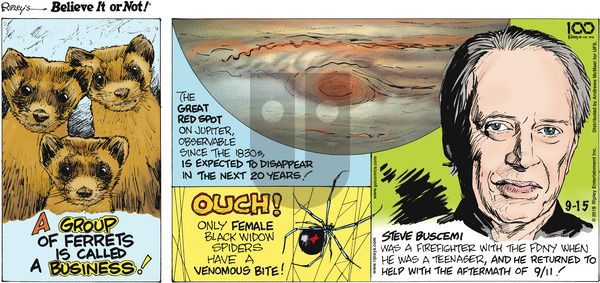 Ripley's Believe It or Not on Sunday September 15, 2019 Comic Strip