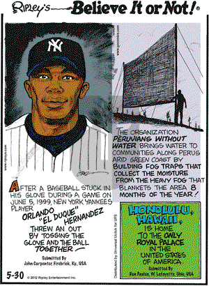 Ripley's Believe It or Not on Wednesday May 30, 2012 Comic Strip