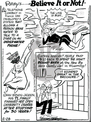 Ripley's Believe It or Not on Thursday February 28, 2002 Comic Strip