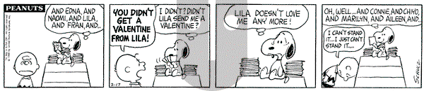 Peanuts on Saturday February 17, 1968 Comic Strip
