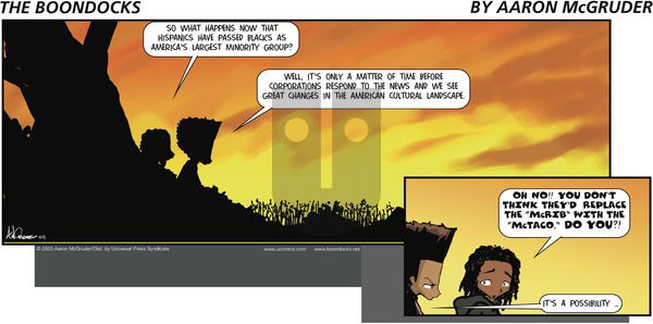 The Boondocks on Sunday April 6, 2003 Comic Strip