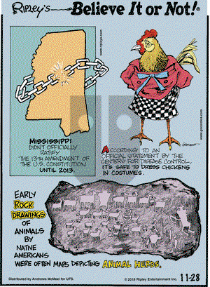 Ripley's Believe It or Not on Wednesday November 28, 2018 Comic Strip