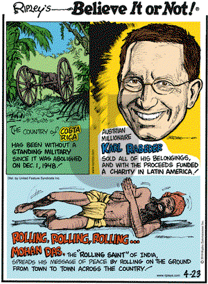 Ripley's Believe It or Not on Friday April 23, 2010 Comic Strip