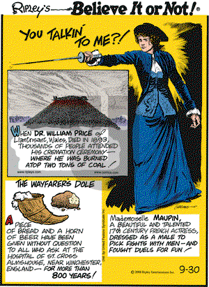 Ripley's Believe It or Not on Tuesday September 30, 2008 Comic Strip