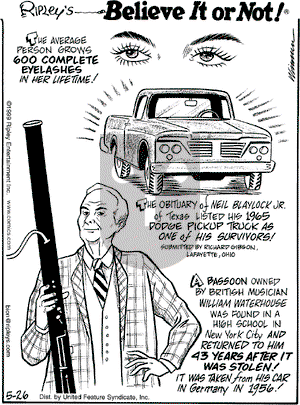 Ripley's Believe It or Not on Wednesday May 26, 1999 Comic Strip