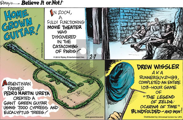 Ripley's Believe It or Not on Sunday February 7, 2016 Comic Strip