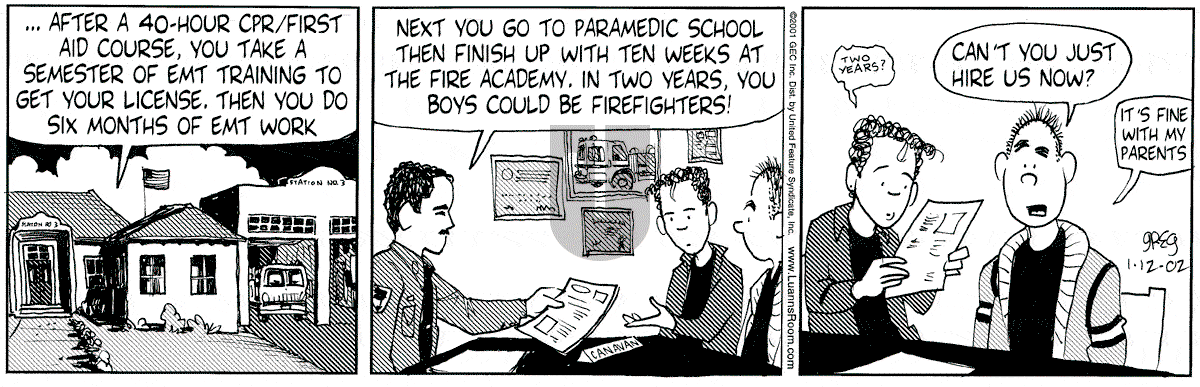 Luann - Saturday January 12, 2002 Comic Strip