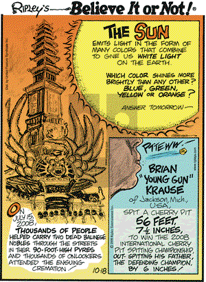 Ripley's Believe It or Not on Saturday October 18, 2008 Comic Strip