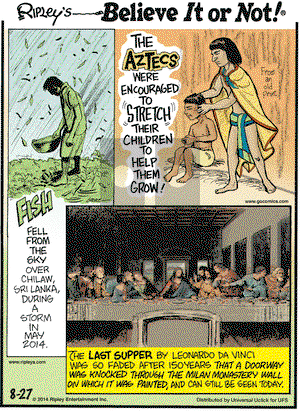 Ripley's Believe It or Not on Wednesday August 27, 2014 Comic Strip