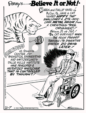 Ripley's Believe It or Not on Tuesday October 7, 2003 Comic Strip