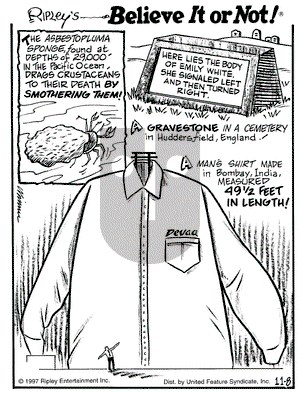 Ripley's Believe It or Not on Saturday November 8, 1997 Comic Strip