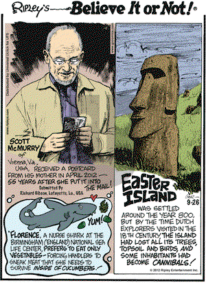Ripley's Believe It or Not on Wednesday September 26, 2012 Comic Strip
