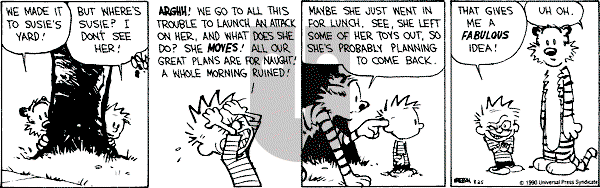 Calvin and Hobbes - Saturday August 25, 1990 Comic Strip