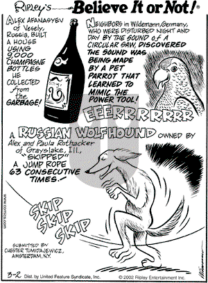 Ripley's Believe It or Not on Saturday March 2, 2002 Comic Strip