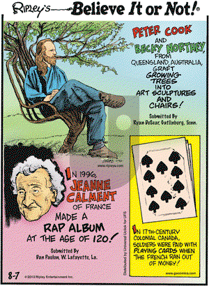 Ripley's Believe It or Not on Wednesday August 7, 2013 Comic Strip
