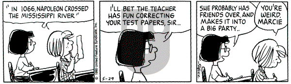 Peanuts on Tuesday May 29, 1990 Comic Strip