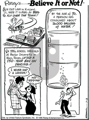 Ripley's Believe It or Not on Wednesday July 3, 1996 Comic Strip