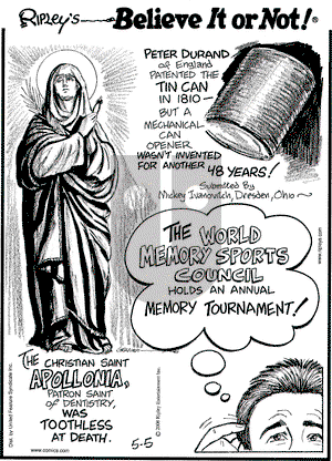 Ripley's Believe It or Not on Monday May 5, 2008 Comic Strip