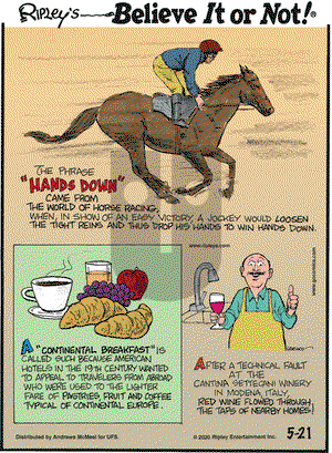 Ripley's Believe It or Not on Thursday May 21, 2020 Comic Strip