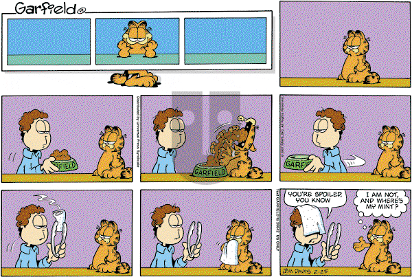 Garfield on Sunday February 25, 2007 Comic Strip