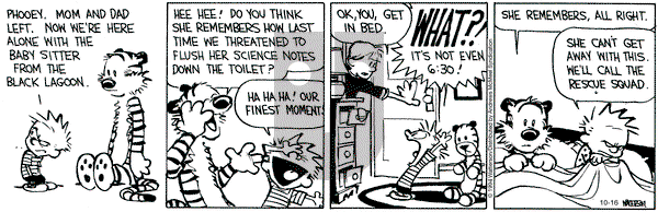Calvin and Hobbes - Wednesday October 16, 2024 Comic Strip
