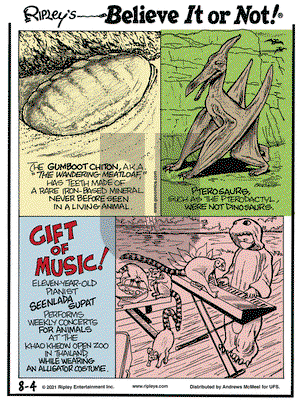 Ripley's Believe It or Not on Wednesday August 4, 2021 Comic Strip