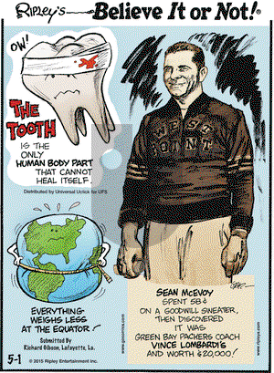 Ripley's Believe It or Not on Friday May 1, 2015 Comic Strip