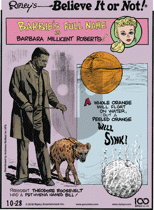 Ripley's Believe It or Not on Monday October 28, 2019 Comic Strip