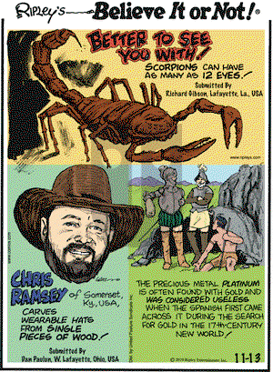 Ripley's Believe It or Not on Saturday November 13, 2010 Comic Strip