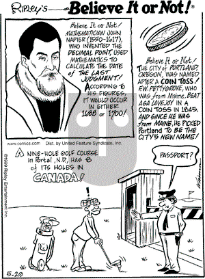 Ripley's Believe It or Not on Saturday May 29, 1999 Comic Strip