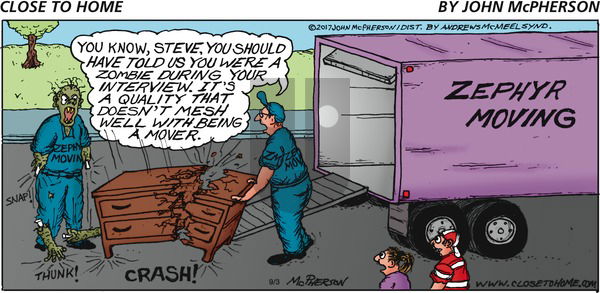 Close to Home on Sunday September 3, 2017 Comic Strip