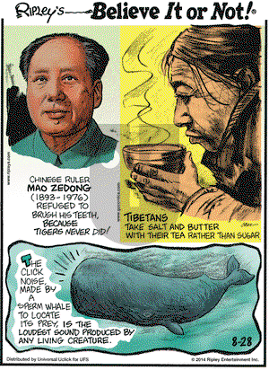 Ripley's Believe It or Not on Thursday August 28, 2014 Comic Strip
