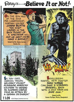 Ripley's Believe It or Not on Tuesday November 26, 2013 Comic Strip
